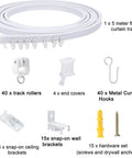 Flexible Bendable Ceiling Curtain Track 5 Meters Long For Room Dividers Window Treatments Shower Stalls RVs And Trailers, white track kit