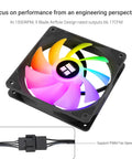Single fan from Five Pack 120mm ARGB PWM CPU Case Fans With S-FDB Bearing, Silent Up To 1550 RPM, 4 Pin Connectors, High Performance