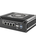 Hella Reliable Firewall And Router Mini Pc With Intel N150 Processor Eight Gb Ram 256GB Ssd back view showing ports and fanless design.