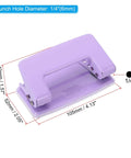Two Hole One Quarter Inch Paper Punch For Office And Home Metal Hole Puncher With Eight Sheet Capacity Durable Purple Puncher