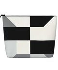 Level Up Your Packing Game With This Legit Black And White Piano Grid Print Large Toiletry Bag Crafted From Water Repellent Polyester Fabric For Hassle Free Travel Essentials And Cosmetics. Black and white piano grid print toiletry bag, 6.7 x 9.45 inch, water resistant fabric.