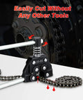 Black detacher breaker chain tool for 25-60 size roller chains with handle and clamp