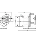 Heavy Duty Brushed DC Motor Gear Reduction Unit, 48V 600W 450 Rpm Electric Bike Conversion Kit technical drawing with dimensions.