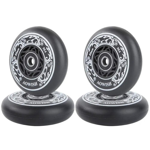 Inline Skate Wheels 80mm 90A Outdoor Asphalt Formula Replacement Wheels With ABEC 9 Bearings And Floating Spacers Four Pack Black