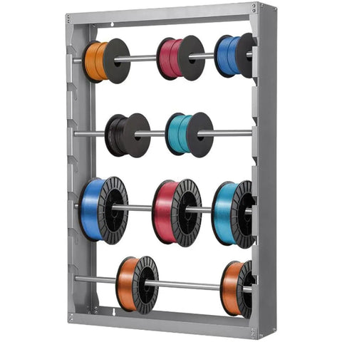 Wall Mounted Wire Spool Rack With Four Adjustable Rods, Heavy Duty Cold Rolled Steel Cable Dispenser showcasing multiple spools