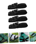 Sixteen Piece Durable Lawn Aerator Shoes With Boss Grade Spike Straps for Easy Garden Aeration and Lawn Care Tasks in use and close-up