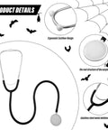 Doctor Lab Coat Costume Set With Dual Head Stethoscope For Halloween Cosplay with stethoscope details illustration.