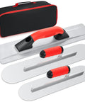 4 Piece Concrete Hand Tools Set With Magnesium Hand Float 16x3-1/8, Pool Trowel 16x4, Flat Finishing Trowel 14x4, And Tool Bag