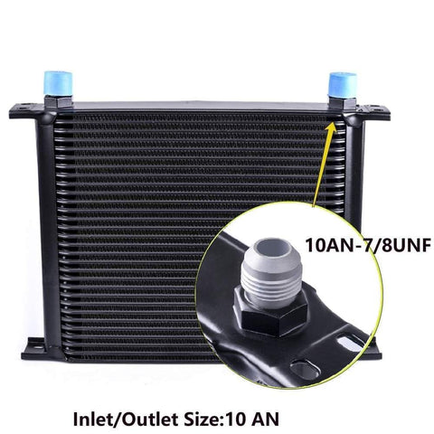 30 Row AN10 To AN10 Stacked Plate Oil Cooler With 6AN And 8AN Adapters close-up showing 10AN inlet-outlet fitting