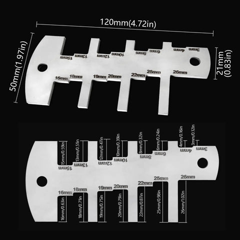 Pro Grade Stainless Steel Height Gauge For Woodworking And Router Depth Measurement From 3 To 26 mm with size markings
