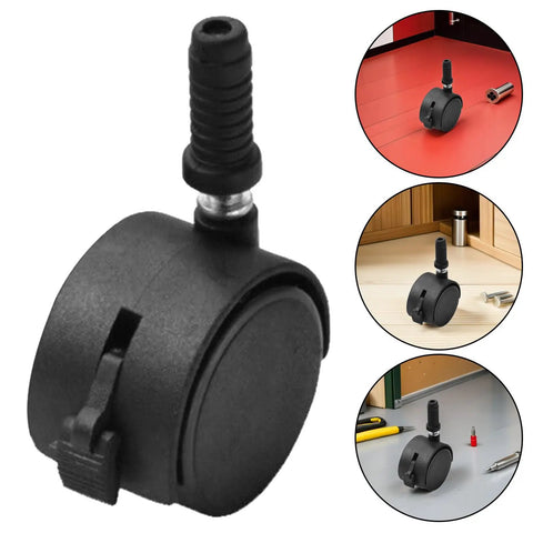 Swivel Caster Wheels 4pcs Inch with Brake for Furniture and Chairs, black, durable, suitable for furniture legs and equipment.