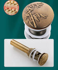Copper Wash Basin Drain Plug, With drain hole, With drain hole A featuring a bamboo design and brass construction for sinks.