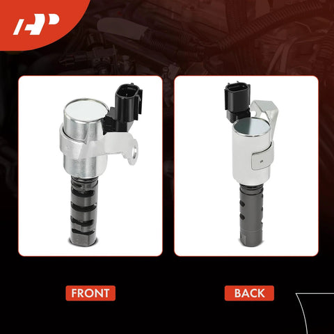Front and back view of 2 Piece Engine VVT Solenoid Set For Toyota 4Runner 2003 2009 FJ Cruiser 2007 2009 Tacoma 2005 2015