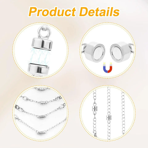 Magnetic Necklace Extenders Set With Ten Pieces In Five Sizes Two Each No Fuss Double Clasp Adjustable Lobster Clasp Extensions