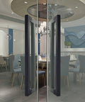 Built Tough Black Matte Stainless Steel Push Pull Door Handle for Barn Style and Home Doors installed on glass doors