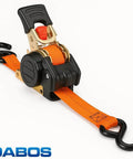 Heavy Duty Retractable Tie Down Straps Bulk 640 Count Two Pallets With Zinc Coated S Hooks And Steel Ratchet Lock. Orange strap design.