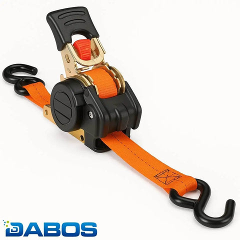 Heavy Duty Retractable Tie Down Straps Bulk 640 Count Two Pallets With Zinc Coated S Hooks And Steel Ratchet Lock. Orange strap design.