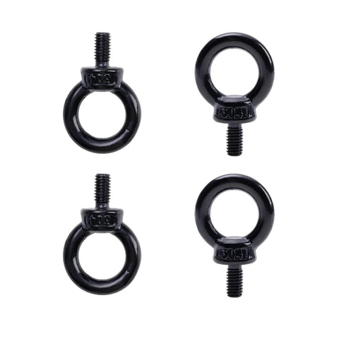 4 Pack Black M6 Lifting Eye Bolts, 12mm, 1/4 By 1/2 Inch, Stainless Steel Shoulder Lifting Eye Bolts For Lifting And Hanging