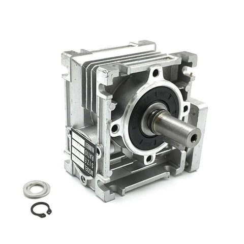 Heavy Duty Nmrv030 Worm Gearbox Reducer with 11Mm Input and 14Mm Output Shaft for Nema 23 Stepper Motors, showing intricate metal design.