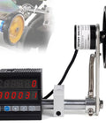 Digital Length Meter And Roll Through Measuring Wheel With High Precision Encoder showing numeric display and roller.