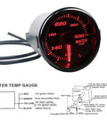 52mm Water Temperature Gauge With 7 Color LED Backlit Tint Lens shown in black with red LED, wiring diagram included
