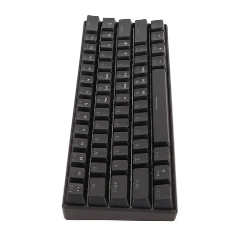 Badass Portable 61 Key Mechanical Gaming Keyboard With Vivid Led Backlight Ultra Compact 60 Layout Usb C Cord Responsive Switches side view highlighting key layout.