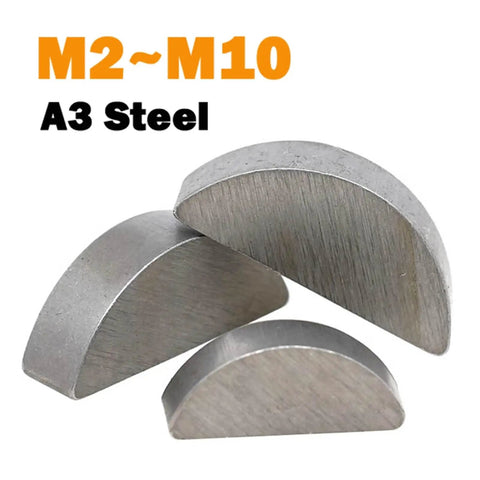 Heavy Duty Steel Half Round Crescent C Shape Pin Key High Torque Rust Proof Secure Shaft Hub Connection Stops Slippage Reliable 3x10x3.7mm
