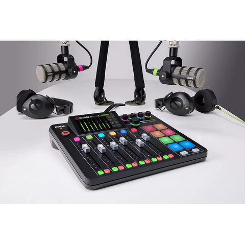 All In One Podcast And Streaming Studio For Creators With Built In Mixer And USB Audio Interface with microphones and headphones