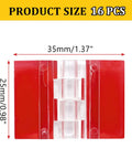 Sixteen Pack Clear Acrylic Self Adhesive Hinges 35X25 Millimeter showing size dimensions 35mm x 25mm for invisibly mounting projects.