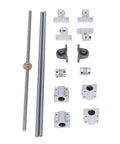 Pro Grade 8mm 500mm T8 Lead Screw Kit With Optical Axis Steel Rails Aluminum Bearing Blocks and Couplers components display