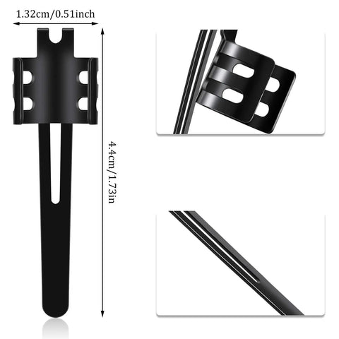 20 Pack Metal Flashlight Clips For Removable Accessories, black durable penlight clip with rust-resistant steel, dimensions shown