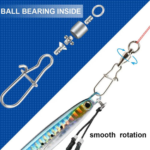 Beefed Up High Strength Fishing Swivels Set Stainless Steel Tackle Snaps Locking Connectors For Saltwater Lures, Heavy Duty Snap Swivels, 25 Count, 27 Lb Capacity, Corrosion Resistant Gear For Freshwater And Saltwater ball bearing swivel with lure