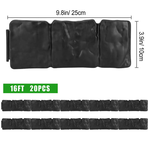 No Dig Garden Edging Border With Landscape Anchoring Spikes Black Stone Effect Plastic Lawn Edging Fencing 16 Feet 20 Pieces