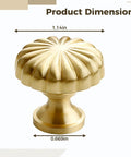 French Style Brass Cabinet Knobs Set Of Two, Gold Kitchen Cupboard Hardware, Pure Copper Dresser Drawer Pulls, Heavy Duty Build And Quick Swap to Big Time Elevate Your Home Decor. Dimensions shown: 1.14in wide, 0.669in base.