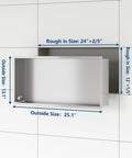 Stainless Steel Shower Niche 18 Inch By 12 Inch Recessed Wall Shelf No Tile Needed For Bathroom Storage Brushed Nickel Waterproof