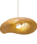 Beige Bamboo Pendant Light For Kitchen Island With Modern Twist Hanging Fixture 1 Light Dining Room Pendant Lamp Easy Install Kit 19.5 Inch Height For Contemporary Homes Vibe