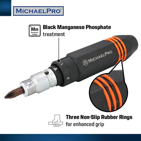 Heavy Duty 1/2 Inch Drive Impact Driver Set With 11 Bits And 1/2 Inch Bit Holder, Six Sided Enhanced Non Slip Grip For Maximum Torque, Chrome Plated Steel Construction