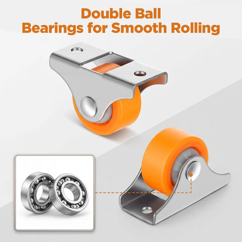 24 Pack 1 Inch Fixed Caster Wheels Buttery Smooth Silent TPR Rubber Replacement Casters featuring double ball bearings for smooth rolling.
