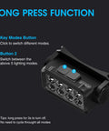 Close-up of two buttons on Rechargeable Headlamp Flashlight Two Pack 8 LED 2500 Lumen Ultra Light Bright Headlight