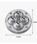 Caster Wheels 4Pcs Casters Universal Wheel 360° Rotation Stainless Steel Self Adhesive for Furniture showing transparent design and size.