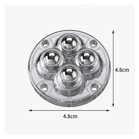 Caster Wheels 4Pcs Casters Universal Wheel 360° Rotation Stainless Steel Self Adhesive for Furniture showing transparent design and size.