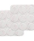 Slick Silicone Adhesive Furniture Pads For Glass Tables And Cabinet Drawers Featuring Dead Quiet Anti Slip Grip, eighteen piece kit.