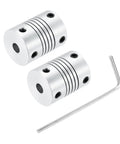 Two Pack 4mm To 5mm Aluminum Shaft Coupling Flexible Coupler Beam 25mm Long 19mm OD For 3D Printers And CNC Machines