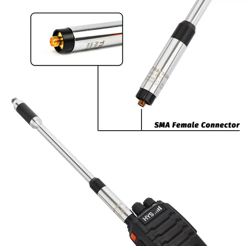 RH770 Dual Band Telescopic Handheld Ham Radio Antenna 2m 70cm VHF UHF with SMA-Female Connector