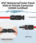 10 AWG 6mm Solar Panel Extension Cable 8 Ft Heavy Duty Weather Resistant with standard solar connectors detail.