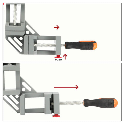 Two Pack Right Angle Corner Clamps With Double Handle Grip 90 Degree Aluminum Alloy For Woodworking Welding Framing Quick Release Swing Jaw