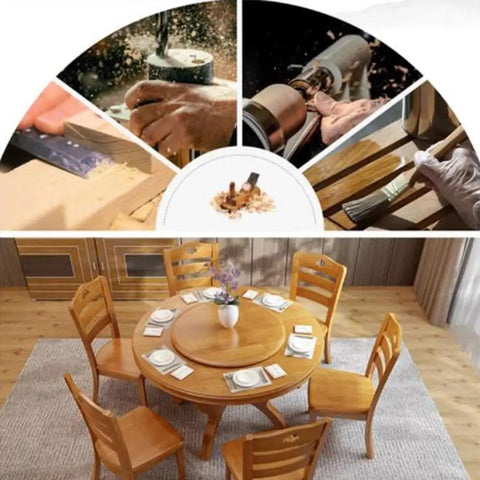 Generous 50 Inch Rustic Wood Lazy Susan Turntable For Dining Tables Featuring Smooth Glide Serving Tray Built Tough Great For Group Dinners And Hosting Crew Easy Install craftsmanship details and dining table setting