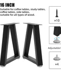 Heavy Duty Trapezoid Metal Table Legs For Bench And Coffee Project Builds Hella Sturdy 16 Inch height with adjustable mats and screws.