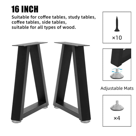 Heavy Duty Trapezoid Metal Table Legs For Bench And Coffee Project Builds Hella Sturdy 16 Inch height with adjustable mats and screws.