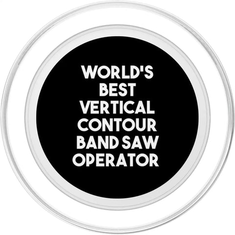 Vertical Contour Band Saw Operator PopSockets PopGrip for MagSafe with bold white text on a black circular surface